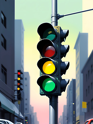 JPG 편집이미지 빌딩 사람없음 건물 빛 도시 도심 신호등 디지털합성 전봇대 교통신호 편집소스 편집실사 AI포토 AI콘텐츠 건축물 공공시설 교통 CG 파일형식