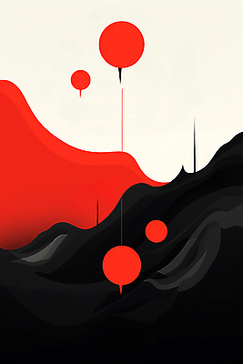 JPG 디자인 포스터 백그라운드 일러스트 추상 산 사람없음 빨간색 검은색 흰색 원형 모던 미니멀 국내일러스트 AI일러스트 AI콘텐츠 도형 컬러 무늬 파일형식