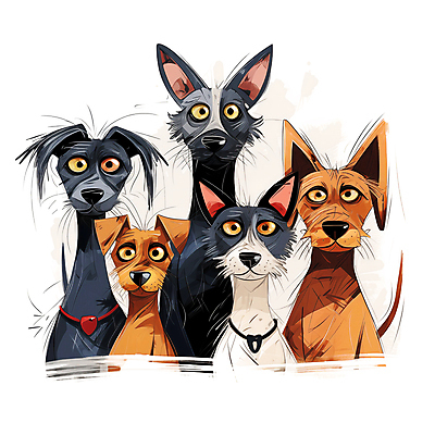 JPG 동물캐릭터 여러마리 일러스트 사람없음 모임 개 강아지 스케치 디지털합성 편집소스 옹기종기 국내일러스트 일러캐릭터 AI일러스트 AI콘텐츠 동물 캐릭터 다수 컨셉 포유류 미술 반려동물 파일형식