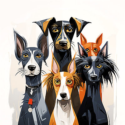 JPG 동물캐릭터 여러마리 일러스트 사람없음 모임 개 강아지 스케치 디지털합성 편집소스 옹기종기 국내일러스트 일러캐릭터 AI일러스트 AI콘텐츠 동물 캐릭터 다수 컨셉 포유류 미술 반려동물 파일형식
