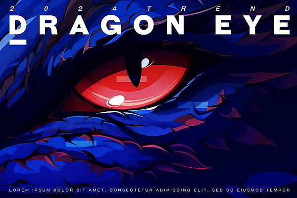 PSD 편집이미지 영어 응시 새해 사람없음 빨간색 파란색 유행 용띠 용 용띠해 청룡 안구 갑진년 이미지편집 문자 시선 컬러 신체부위 십이지신 파일형식 2024년 사방신