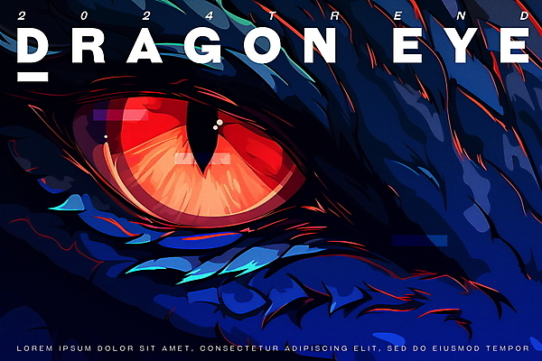 PSD 편집이미지 영어 응시 새해 사람없음 빨간색 파란색 유행 용띠 용 용띠해 청룡 안구 갑진년 이미지편집 문자 시선 컬러 신체부위 십이지신 파일형식 2024년 사방신