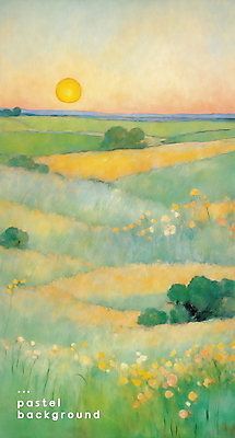 PSD 꽃 바다 백그라운드 일러스트 자연 풍경 초원 사람없음 태양 파스텔톤 수평선 국내일러스트 자연요소 식물 컬러 생태계 파일형식