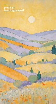 PSD 꽃 백그라운드 일러스트 자연 산 풍경 초원 사람없음 태양 파스텔톤 국내일러스트 자연요소 식물 컬러 생태계 파일형식