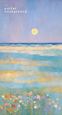 PSD 꽃 바다 백그라운드 일러스트 자연 풍경 초원 사람없음 태양 파스텔톤 수평선 국내일러스트 자연요소 식물 컬러 생태계 파일형식