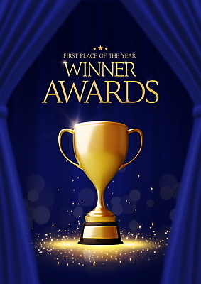 PSD 편집이미지 영어 타이포그라피 사람없음 파란색 반짝임 금색 무대 우승 커튼 남색 트로피 시상 시상식 연말 이미지편집 문자 컬러 모션 최고 상_우승 파일형식