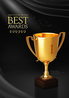 PSD 편집이미지 영어 타이포그라피 사람없음 반짝임 검은색 금색 우승 최고 커튼 트로피 단상 시상 시상식 연말 이미지편집 문자 컬러 모션 상_우승 파일형식