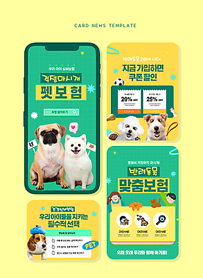 PSD 여자 남자 ZIP 반려견 웹템플릿 여러마리 상반신 성인 두명 초록색 반짝임 노란색 가입 성인만 카드뉴스 동물보험 이미지템플릿 반려용품 템플릿 컬러 다수 모션 사람 반려동물 개 오브젝트 보험 파일형식