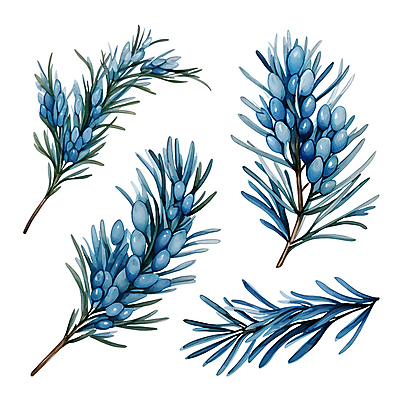 PSD 열매 잎 겨울 일러스트 나뭇잎 수채화 사람없음 파란색 세트 풀 풀잎 엘리먼트 보테니컬아트 국내일러스트 식물 계절 컬러 풀_식물 파일형식