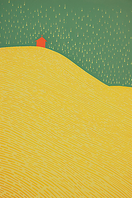 JPG 기독교 십자가 일러스트 하늘 산 풍경 사람없음 초록색 노란색 교회 언덕 미니멀 국내일러스트 AI일러스트 AI콘텐츠 종교 컬러 종교건축 건물 파일형식