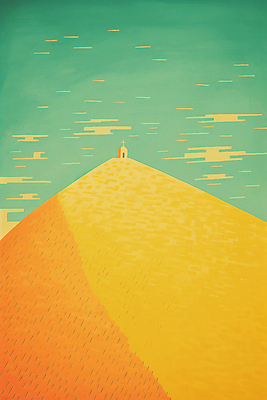 JPG 구름 기독교 십자가 일러스트 하늘 산 풍경 사람없음 초록색 노란색 교회 언덕 미니멀 국내일러스트 AI일러스트 AI콘텐츠 자연요소 종교 컬러 종교건축 건물 파일형식