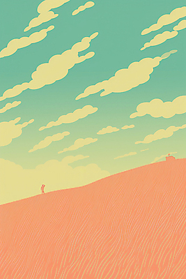 JPG 구름 실루엣 기독교 분홍색 십자가 일러스트 하늘 산 사람모양 풍경 사람없음 교회 언덕 오르기 민트색 미니멀 국내일러스트 AI일러스트 AI콘텐츠 자연요소 모양 종교 컬러 종교건축 모션 촬영기법 건물 파일형식