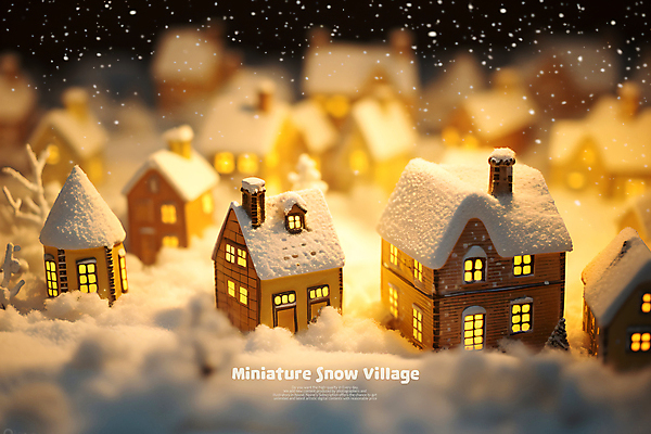 PSD 편집이미지 백그라운드 겨울 눈꽃 사람없음 빛 장난감 마을 미니어처 눈 분위기 건축모형 눈내림 눈덮임 이미지편집 자연요소 계절 컨셉 날씨 눈_날씨 모형 파일형식
