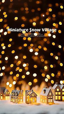 PSD 편집이미지 백그라운드 겨울 사람없음 빛 장난감 마을 미니어처 눈 분위기 보케 건축모형 눈덮임 이미지편집 자연요소 계절 컨셉 날씨 모형 파일형식