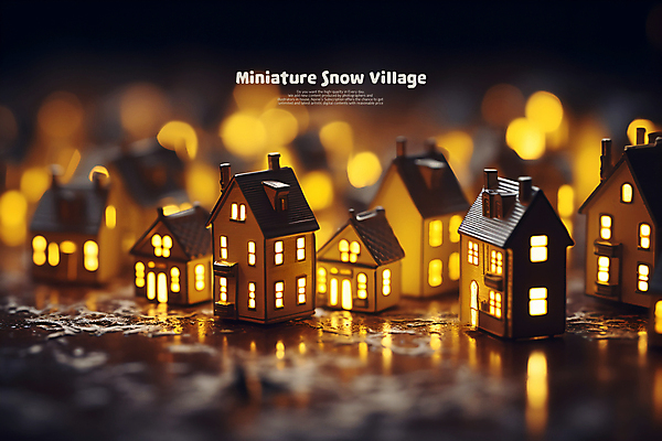 PSD 편집이미지 백그라운드 겨울 사람없음 빛 장난감 마을 미니어처 분위기 보케 건축모형 이미지편집 계절 컨셉 모형 파일형식
