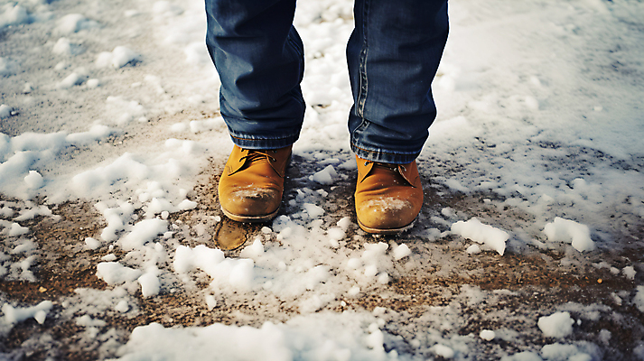 JPG 편집이미지 길 신발 겨울 발 바닥 서기 신체부위 추위 청바지 눈 빙판 빙판길 편집실사 AI인물포토 AI콘텐츠 자연요소 계절 바지 모션 날씨 사람 CG 파일형식 AI포토