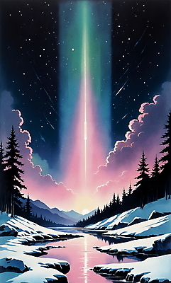 JPG 구름 분홍색 백그라운드 겨울 일러스트 자연 밤하늘 하늘 풍경 사람없음 빛 강 분위기 오로라 겨울풍경 눈덮임 국내일러스트 AI일러스트 AI콘텐츠 자연요소 계절 컬러 컨셉 자연현상 야간 생태계 파일형식