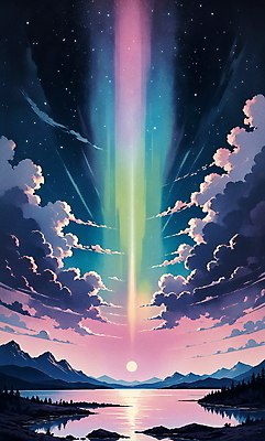 JPG 구름 백그라운드 겨울 일러스트 자연 밤하늘 하늘 산 풍경 사람없음 빛 일출 보라색 분위기 오로라 겨울풍경 국내일러스트 AI일러스트 AI콘텐츠 자연요소 계절 컬러 컨셉 자연현상 노을 야간 생태계 파일형식