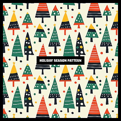 PSD 크리스마스 패턴 일러스트 사람없음 장식 컬러풀 크리스마스트리 화려 국내일러스트 기념일 컬러 컨셉 무늬 파일형식