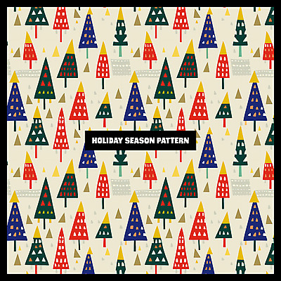 PSD 크리스마스 패턴 일러스트 사람없음 장식 컬러풀 크리스마스트리 화려 국내일러스트 기념일 컬러 컨셉 무늬 파일형식