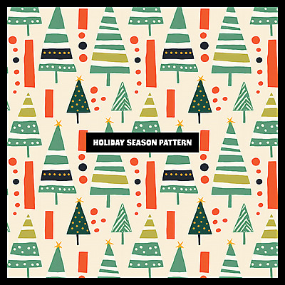 PSD 크리스마스 패턴 일러스트 사람없음 장식 컬러풀 크리스마스트리 화려 국내일러스트 기념일 컬러 컨셉 무늬 파일형식