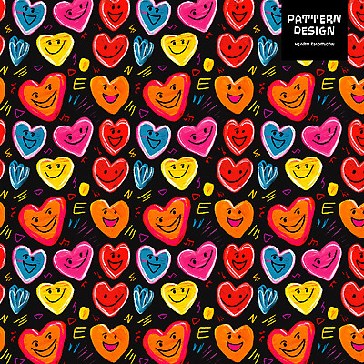 PSD 백그라운드 패턴 일러스트 미소 사람없음 컬러풀 하트 낙서 손그림 국내일러스트 모양 컬러 무늬 표정 파일형식
