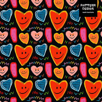PSD 백그라운드 패턴 일러스트 미소 사람없음 컬러풀 하트 낙서 손그림 국내일러스트 모양 컬러 무늬 표정 파일형식