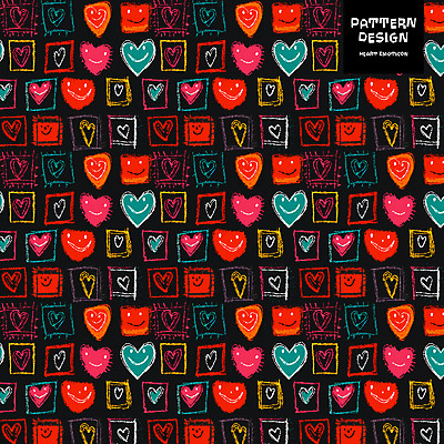 PSD 백그라운드 패턴 일러스트 미소 사람없음 컬러풀 하트 낙서 손그림 국내일러스트 모양 컬러 무늬 표정 파일형식