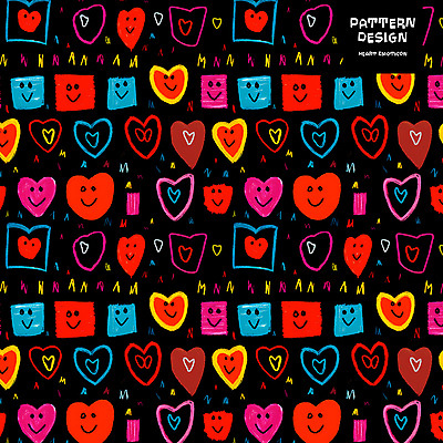 PSD 백그라운드 패턴 일러스트 미소 사람없음 컬러풀 하트 낙서 손그림 국내일러스트 모양 컬러 무늬 표정 파일형식
