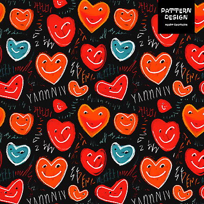 PSD 백그라운드 패턴 일러스트 미소 사람없음 컬러풀 하트 낙서 손그림 국내일러스트 모양 컬러 무늬 표정 파일형식