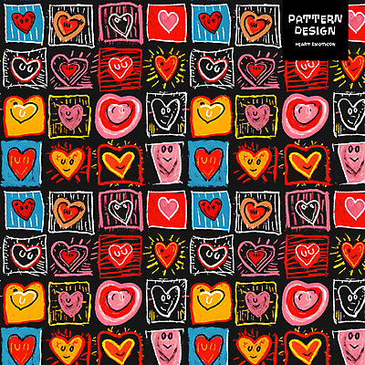 PSD 백그라운드 패턴 일러스트 미소 사람없음 컬러풀 하트 낙서 손그림 국내일러스트 모양 컬러 무늬 표정 파일형식