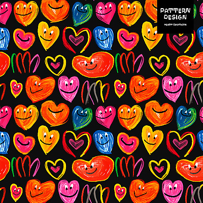 PSD 백그라운드 패턴 일러스트 미소 사람없음 컬러풀 하트 낙서 손그림 국내일러스트 모양 컬러 무늬 표정 파일형식