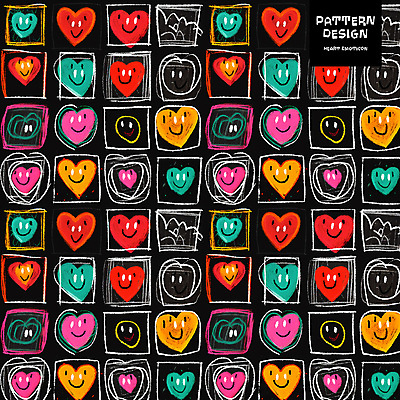 PSD 백그라운드 패턴 일러스트 미소 사람없음 컬러풀 하트 낙서 손그림 국내일러스트 모양 컬러 무늬 표정 파일형식