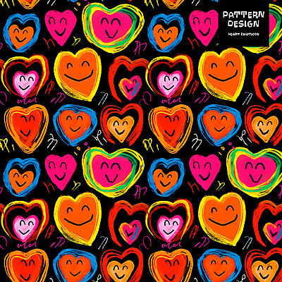 PSD 백그라운드 패턴 일러스트 미소 사람없음 컬러풀 하트 낙서 손그림 국내일러스트 모양 컬러 무늬 표정 파일형식