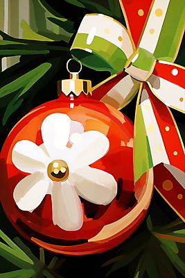 JPG 리본 크리스마스장식 크리스마스 겨울 일러스트 사람없음 장식 빨간색 초록색 화려 오너먼트 국내일러스트 AI일러스트 AI콘텐츠 계절 기념일 컬러 컨셉 파일형식