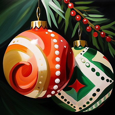 JPG 크리스마스장식 크리스마스 겨울 일러스트 사람없음 장식 초록색 화려 오너먼트 국내일러스트 AI일러스트 AI콘텐츠 계절 기념일 컬러 컨셉 파일형식