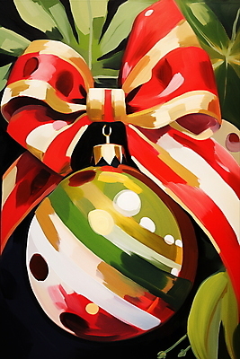 JPG 리본 크리스마스장식 크리스마스 겨울 일러스트 사람없음 장식 컬러풀 화려 오너먼트 국내일러스트 AI일러스트 AI콘텐츠 계절 기념일 컬러 컨셉 파일형식