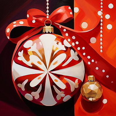 계절 기념일 컬러 컨셉 크리스마스장식 크리스마스 파일형식 AI콘텐츠 빨간색 겨울 장식 오너먼트 리본 일러스트 JPG 화려 사람없음 국내일러스트 AI일러스트