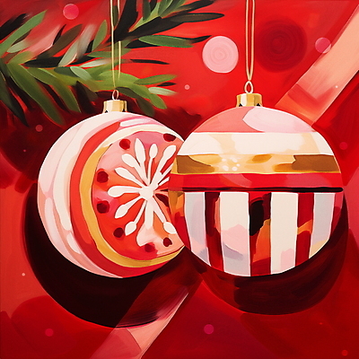 JPG 크리스마스장식 크리스마스 겨울 일러스트 사람없음 장식 빨간색 화려 오너먼트 국내일러스트 AI일러스트 AI콘텐츠 계절 기념일 컬러 컨셉 파일형식