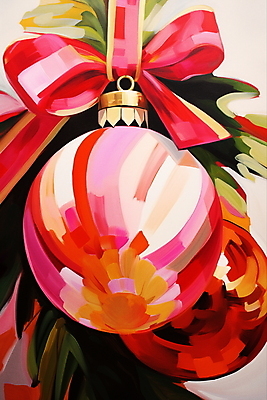 JPG 리본 크리스마스장식 크리스마스 겨울 일러스트 사람없음 장식 컬러풀 화려 오너먼트 국내일러스트 AI일러스트 AI콘텐츠 계절 기념일 컬러 컨셉 파일형식