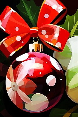 JPG 리본 크리스마스장식 크리스마스 겨울 일러스트 사람없음 장식 컬러풀 화려 오너먼트 국내일러스트 AI일러스트 AI콘텐츠 계절 기념일 컬러 컨셉 파일형식