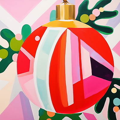 JPG 리본 잎 크리스마스장식 크리스마스 겨울 일러스트 사람없음 장식 화려 오너먼트 국내일러스트 AI일러스트 AI콘텐츠 식물 계절 기념일 컨셉 파일형식