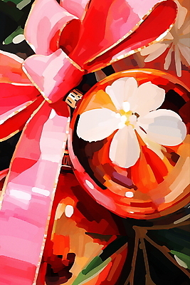 JPG 리본 크리스마스장식 크리스마스 겨울 일러스트 사람없음 장식 컬러풀 화려 오너먼트 국내일러스트 AI일러스트 AI콘텐츠 계절 기념일 컬러 컨셉 파일형식