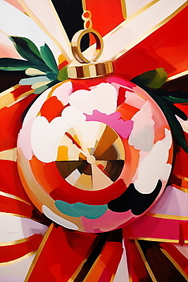 계절 기념일 컬러 컨셉 크리스마스장식 크리스마스 파일형식 AI콘텐츠 빨간색 겨울 장식 오너먼트 리본 일러스트 JPG 화려 사람없음 국내일러스트 AI일러스트