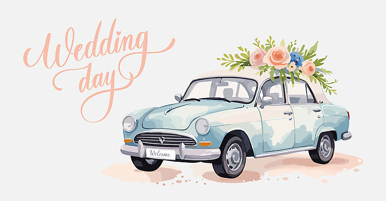 꽃 결혼 일러스트 사람없음 화려 결혼소품 웨딩카 국내일러스트 AI파일 식물 컨셉 자동차 이벤트 오브젝트 파일형식 벡터