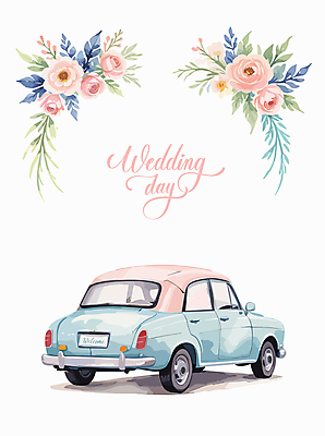 꽃 결혼 일러스트 사람없음 화려 결혼소품 웨딩카 국내일러스트 AI파일 식물 컨셉 자동차 이벤트 오브젝트 파일형식 벡터