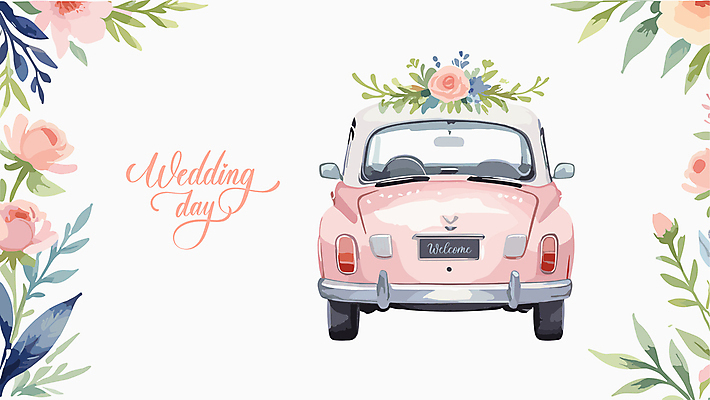 꽃 결혼 일러스트 사람없음 화려 결혼소품 웨딩카 국내일러스트 AI파일 식물 컨셉 자동차 이벤트 오브젝트 파일형식 벡터