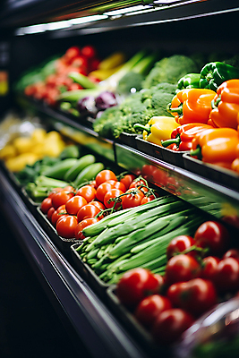 JPG 편집이미지 토마토 채소 피망 사람없음 상점 신선 브로콜리 진열장 마트 야채코너 편집실사 AI포토 AI콘텐츠 코너 CG 파일형식