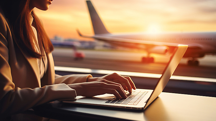 JPG 편집이미지 여자 비즈니스 비행기 한명 상반신 성인 노트북 업무 직장인 공항 디지털합성 출장 성인여자한명만 편집실사 AI인물포토 AI콘텐츠 직업 1 항공교통 교통시설 대중교통 사람 전자제품 작업 CG 여자한명만 성인여자만 파일형식 AI포토