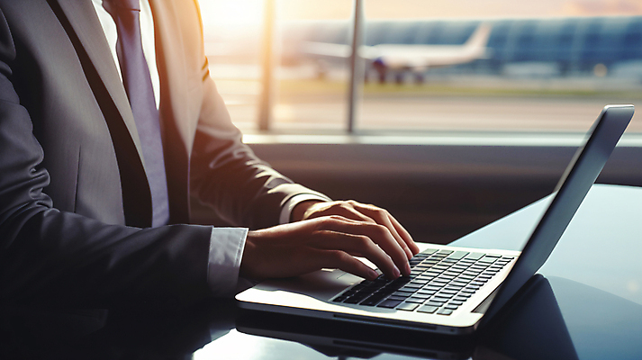 JPG 편집이미지 남자 비즈니스 한명 상반신 성인 노트북 업무 직장인 디지털합성 출장 성인남자한명만 편집실사 AI인물포토 AI콘텐츠 직업 1 사람 전자제품 작업 CG 남자한명만 성인남자만 파일형식 AI포토